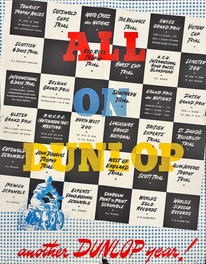 A rare double sided 1950 'All On Dunlop' poster, - 3