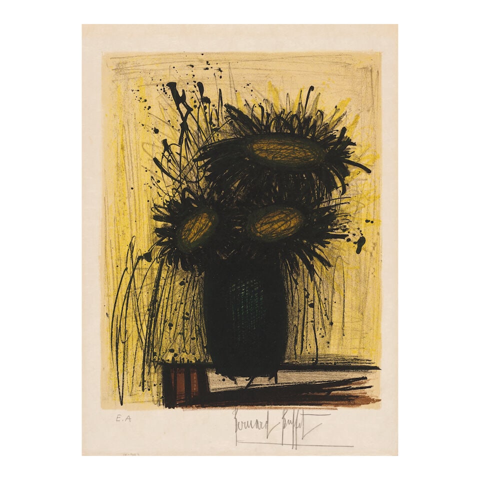 Bernard Buffet (1928-1999); Les Tournesols;: Bernard Buffet (1928-1999) Les Tournesols (Sorlier 78), 1966 Lithograph in colors on japon, signed in pencil and annotated 'EA' (an épreuve d'artiste, aside from the edition of 230, before the li