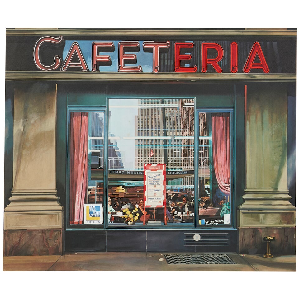 Richard Estes (born 1932); Cafeteria, from Radical Realism;: Richard Estes (born 1932) Cafeteria, from Radical Realism, 1972 Lithograph in colors on wove paper, unsigned, a proof aside from the edition of 200, co-published by Hundred Acres Gallery, New York and