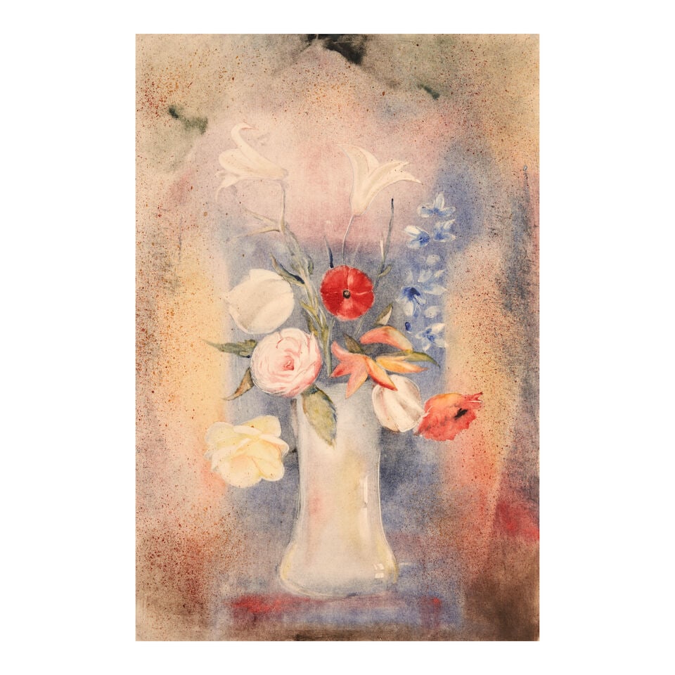 Joseph Goldyne (born 1942); Vase;: Joseph Goldyne (born 1942) Vase, 1978 Monotype in colors on wove paper, signed in pencil, annotated 'M.T.' and dated, with margins, framed. 17 3/4 x 11 7/8 in. (45.1 x 30.2 cm) sheet 22 3/16 x 15 in.