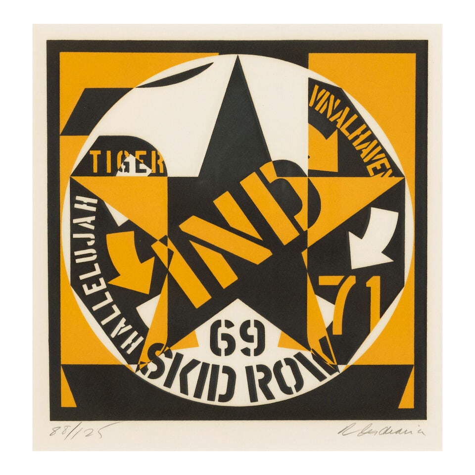 Robert Indiana (1928-2018); Decade: Autoportrait 1969;: Robert Indiana (1928-2018) Decade: Autoportrait 1969 (Sheehan 78), 1973 Lithograph in colors on wove paper, signed in pencil and numbered 88/125 (there were also 25 artist's proofs), published by XXe