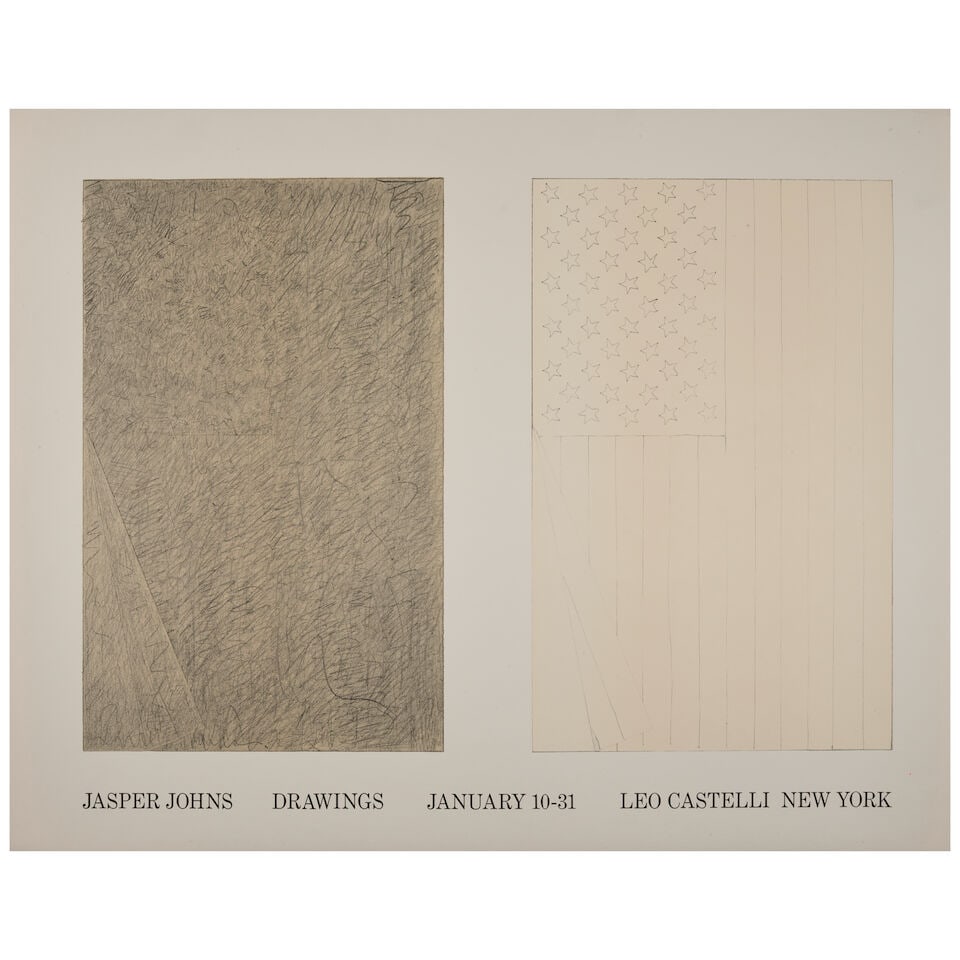 Jasper Johns (born 1930); Jasper Johns Drawings, January 20-31, Leo Castelli;: Jasper Johns (born 1930) Jasper Johns Drawings, January 20-31, Leo Castelli, c. 1970 Offset lithographic poster in colors on wove paper, from an edition of unknown size, with full margins. 17 1/8 x 24