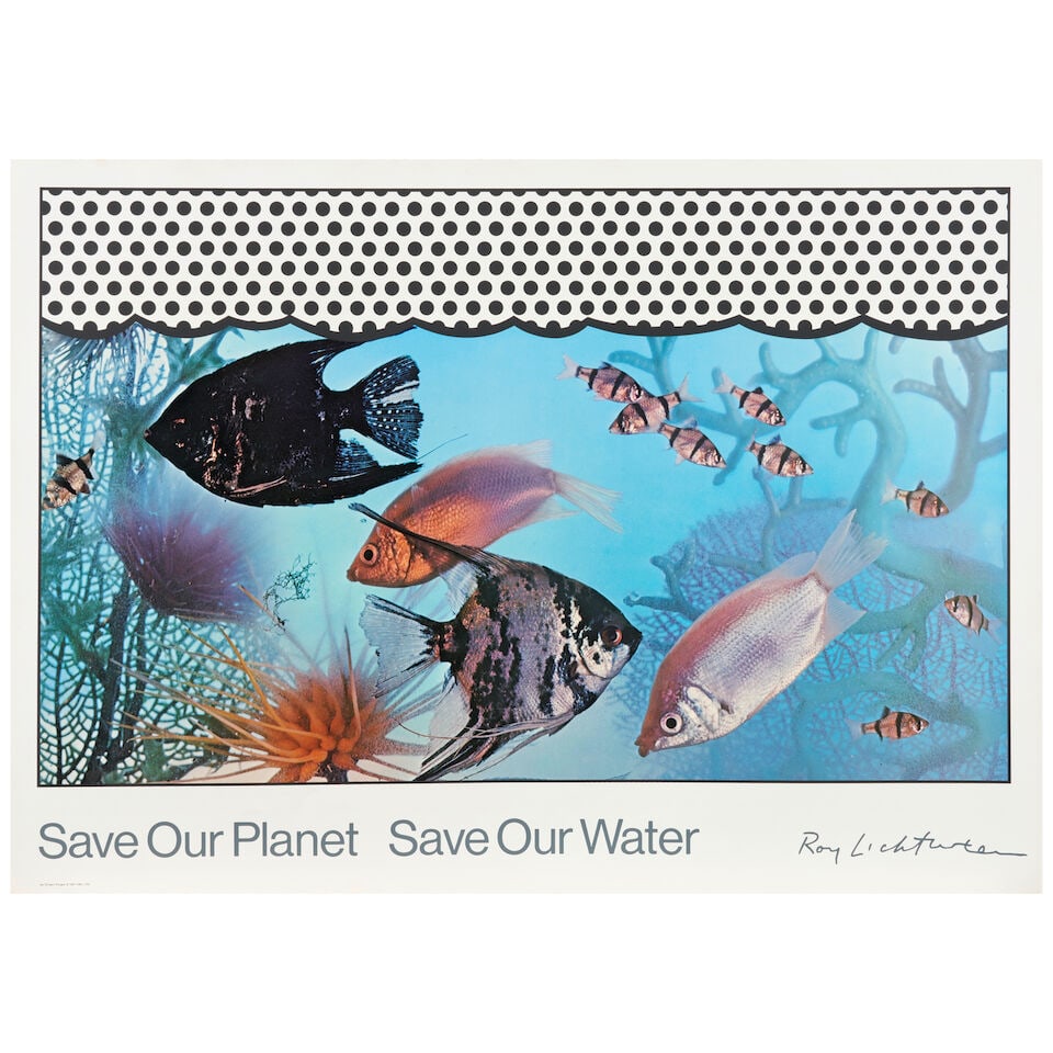 Roy Lichtenstein (1923-1997); Save Our Planet, Save Our Water;: Roy Lichtenstein (1923-1997) Save Our Planet, Save Our Water (Corlett 105), 1971 Screenprint on photo-offset lithograph in colors on wove paper, from an edition of unknown size, published by H.K.L. Lt