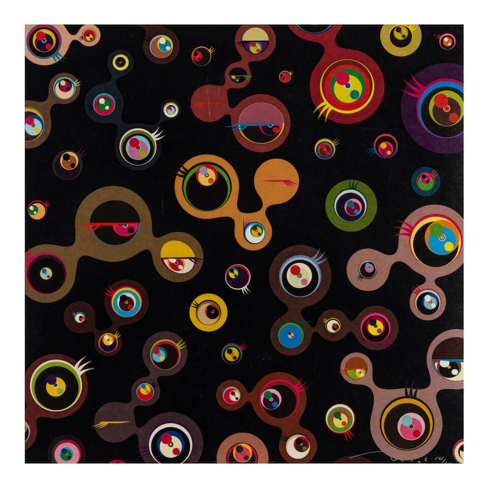 Takashi Murakami (born 1962); Jellyfish Eyes - Black 4;: Takashi Murakami (born 1962) Jellyfish Eyes - Black 4, 2004 Offset lithograph in colors on wove paper, signed in silver ink and numbered 141/300, published by Kaikai Kiki Co., Ltd., Tokyo, the full sh