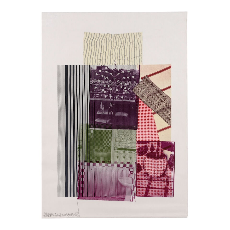 Robert Rauschenberg (1925-2008); Pre-Morocco, from the Eight by Eight to Celebrate the Temporary...: Robert Rauschenberg (1925-2008) Pre-Morocco, from the Eight by Eight to Celebrate the Temporary Contemporary, 1984 Lithograph in colors on Rives BFK paper, signed in pencil, dated '83' and numbered 18