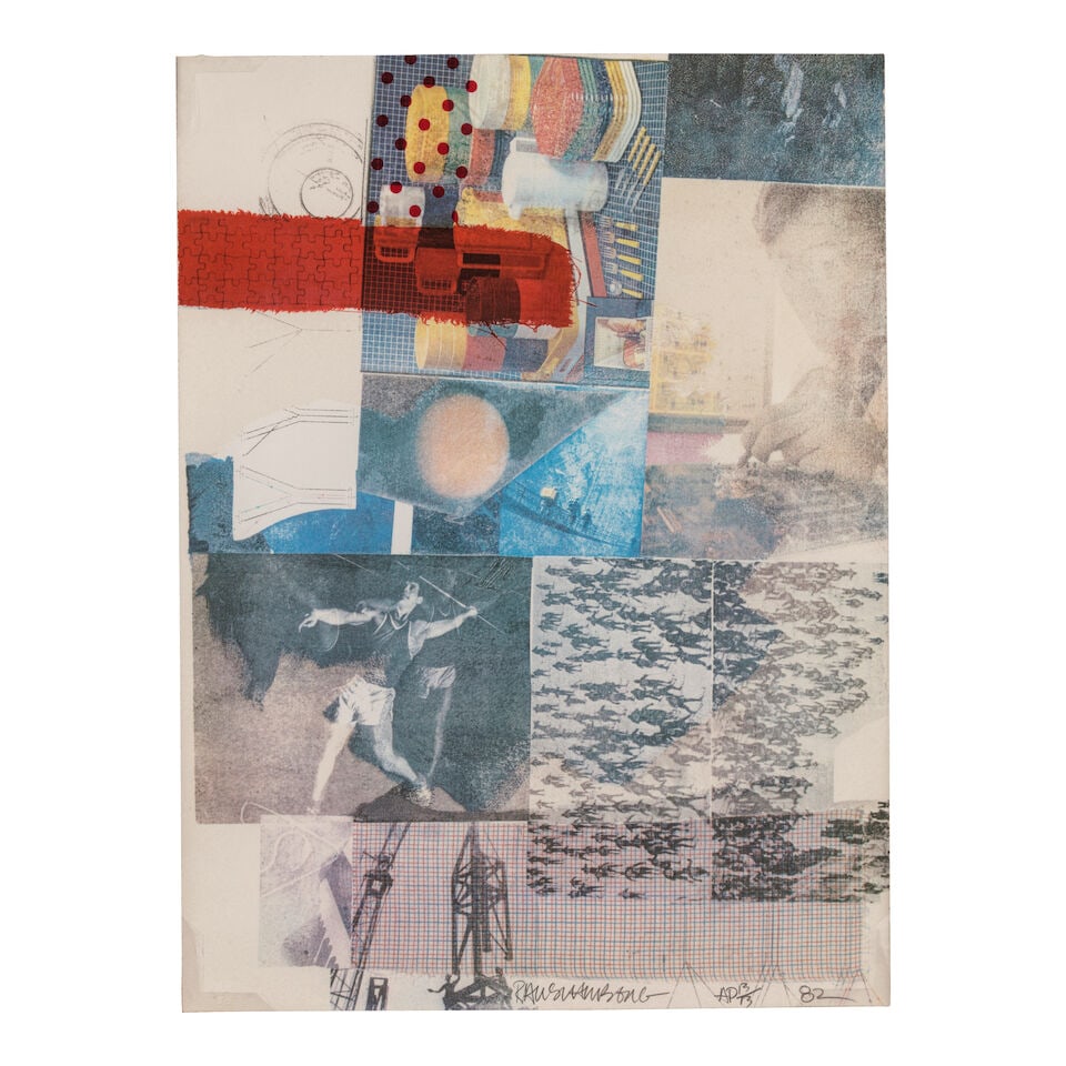 Robert Rauschenberg (1925-2008); Untitled, from A Portfolio of Thirteen Prints to Commemorate An...: Robert Rauschenberg (1925-2008) Untitled, from A Portfolio of Thirteen Prints to Commemorate Anthology Film Archives, 1982 Offset lithograph in colors on wove paper, signed in pencil, dated and annota