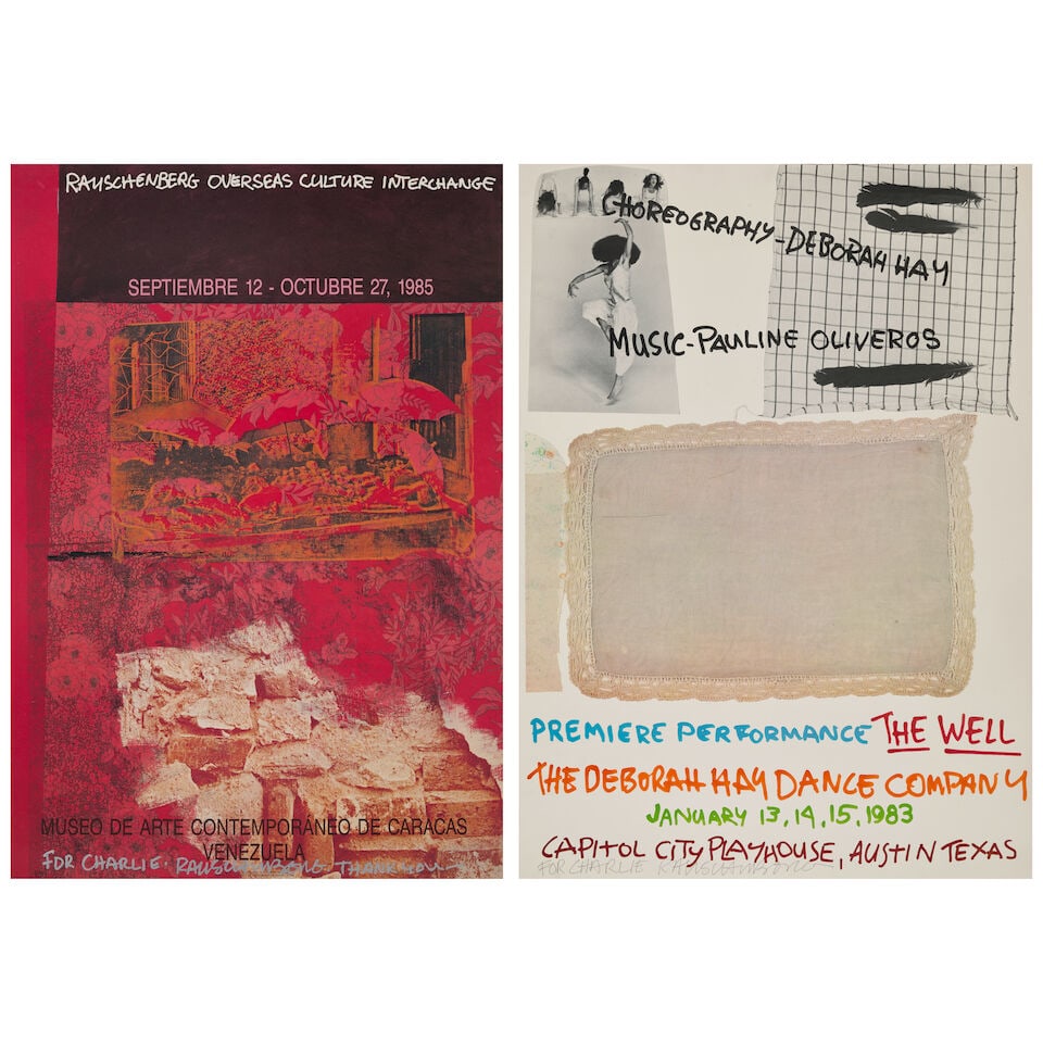Robert Rauschenberg (1925-2008); Poster for ROCI Venezula; The Well, Poster for The Deborah Hay ...: Robert Rauschenberg (1925-2008) Poster for ROCI Venezula; The Well, Poster for The Deborah Hay Dance Company (2 works), 1985; 1983 Two offset lithographic posters in colors on wove paper, each with co