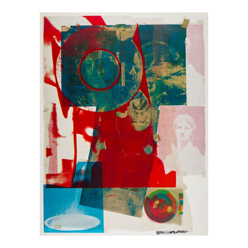 Robert Rauschenberg (1925-2008); Quarry Local One;: Robert Rauschenberg (1925-2008) Quarry Local One, 1968 Offset lithograph in colors on wove paper, stamp-signed, from the edition of 850, published/printed by Quarry, Local One/Amalgamated Lithographer