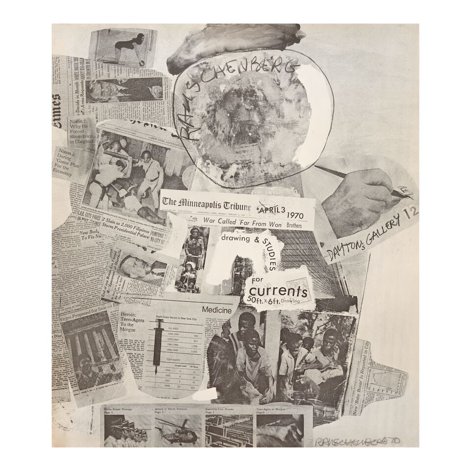 Robert Rauschenberg (1925-2008); Dayton's Gallery 12 Poster;: Robert Rauschenberg (1925-2008) Dayton's Gallery 12 Poster (Foster 153), 1970 Offset lithographic poster on wove paper, signed in pencil and dated, from the edition of 100 (total edition was 300 of wh