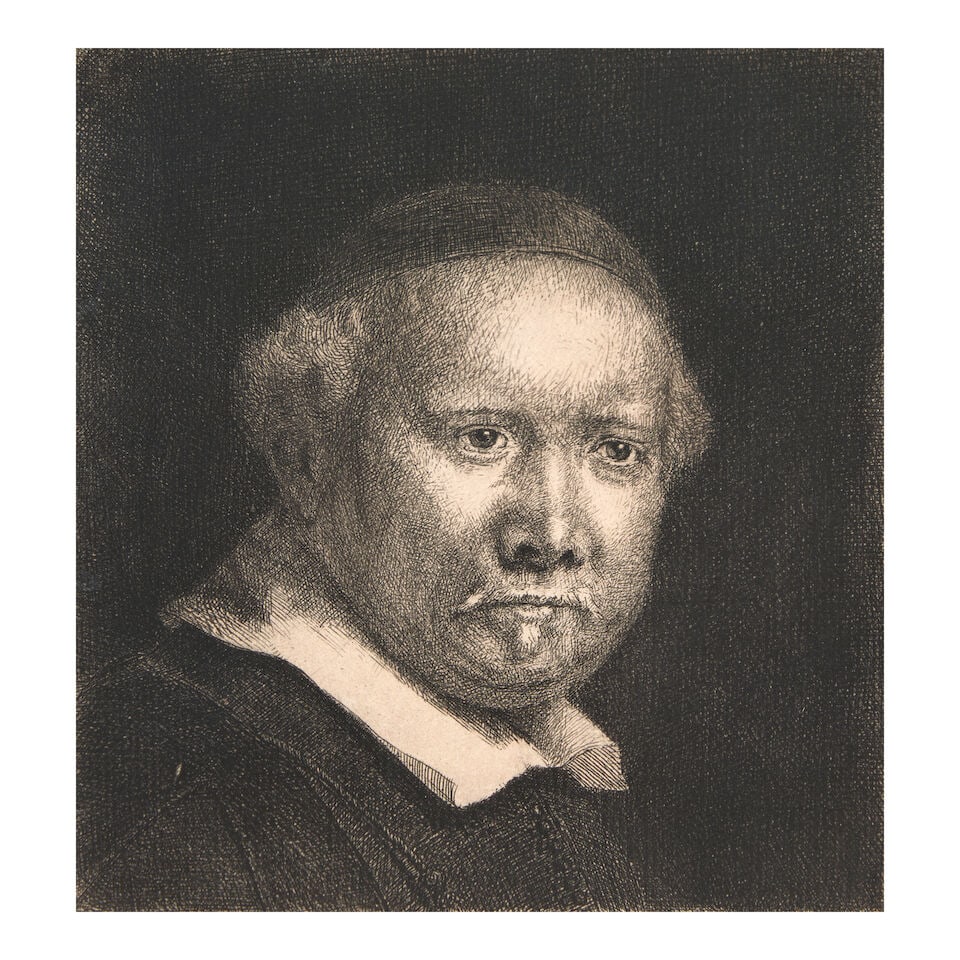 Rembrandt Harmensz van Rijn (1606-1669); Lieven Willemsz van Coppenol, Writing Master: the Large...: Rembrandt Harmensz van Rijn (1606-1669) Lieven Willemsz van Coppenol, Writing Master: the Larger Plate (Bartsch, Hollstein 283), 1658 Etching and drypoint on laid paper, an 18th century impression fro