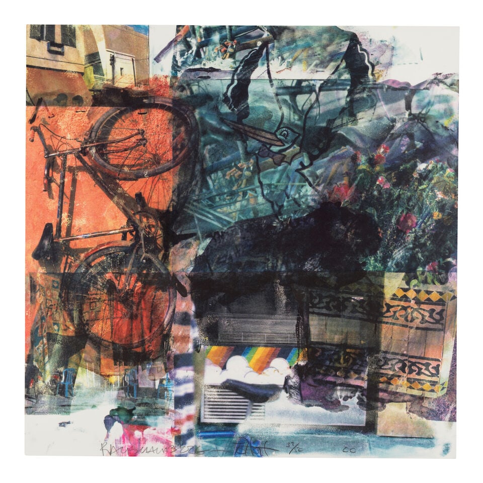 Robert Rauschenberg (1925-2008) & Darryl Pottorf (born 1952); Quattro Mani Marrakech IV, from Qu...: Robert Rauschenberg (1925-2008) & Darryl Pottorf (born 1952) Quattro Mani Marrakech IV, from Quattro Mani Marrakech (Gemini 1852), 2000 Screenprint in colors on wove paper, signed in pencil by both ar