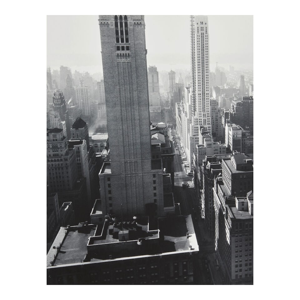 Berenice Abbott (1898-1991); View Down 42nd Street;: Berenice Abbott (1898-1991) View Down 42nd Street, 1929-36 Gelatin silver print, printed later; signed 'Berenice Abbott' in pencil on the mount, the photographer's 'Abbott, Maine' inkstamp on the vers