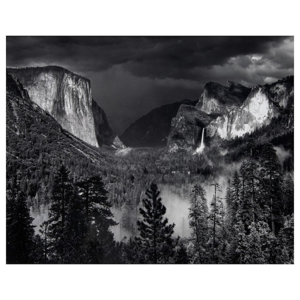 Ansel Adams (1902-1984); Thunderstorm, Yosemite Valley, Yosemite National Park, California;: Ansel Adams (1902-1984) Thunderstorm, Yosemite Valley, Yosemite National Park, California, 1949-50 Gelatin silver print, printed 1991; with 'Special Edition Photograph by Ansel Adams' stamp in ink on