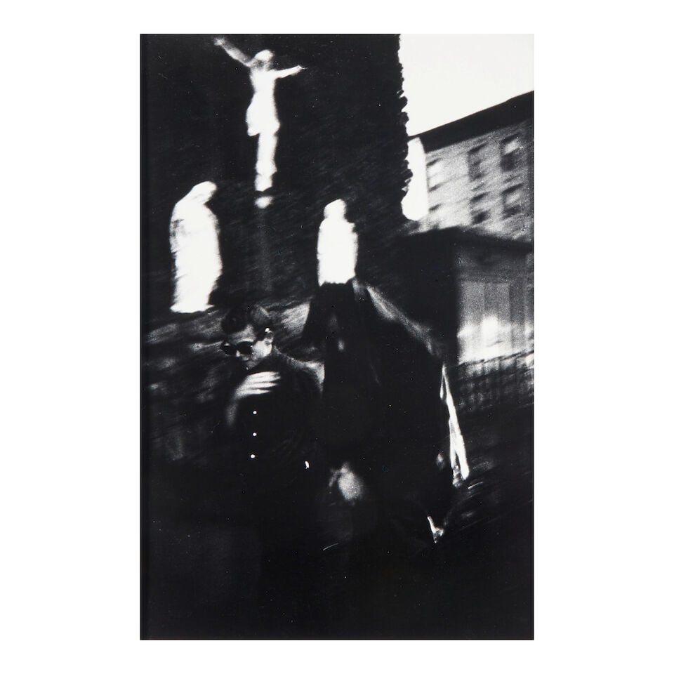 Bruce Davidson (born 1933); Bengie crossing himself in front of Holy Name Church, from Brooklyn ...: Bruce Davidson (born 1933) Bengie crossing himself in front of Holy Name Church, from Brooklyn Gang, 1959 Gelatin silver print, printed later; signed 'Bruce Davidson' in pencil on the verso. 10 1/2 x