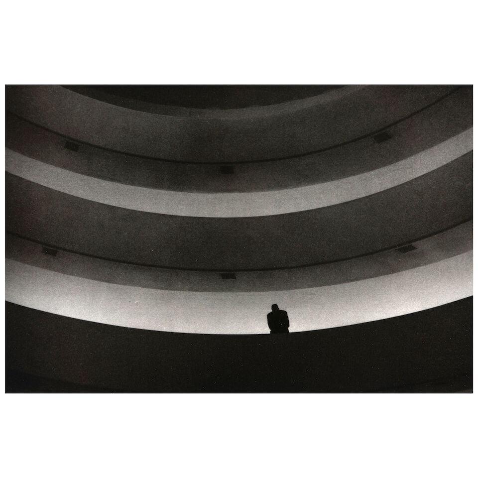 Ernst Haas (1921-1986); Guggenheim Museum, Silhouette;: Ernst Haas (1921-1986) Guggenheim Museum, Silhouette, 1961 Gelatin silver print, printed later; signed, titled, dated, and numbered 'NE(3)' by Alexander Haas, estate co-executor, in pencil, with the a