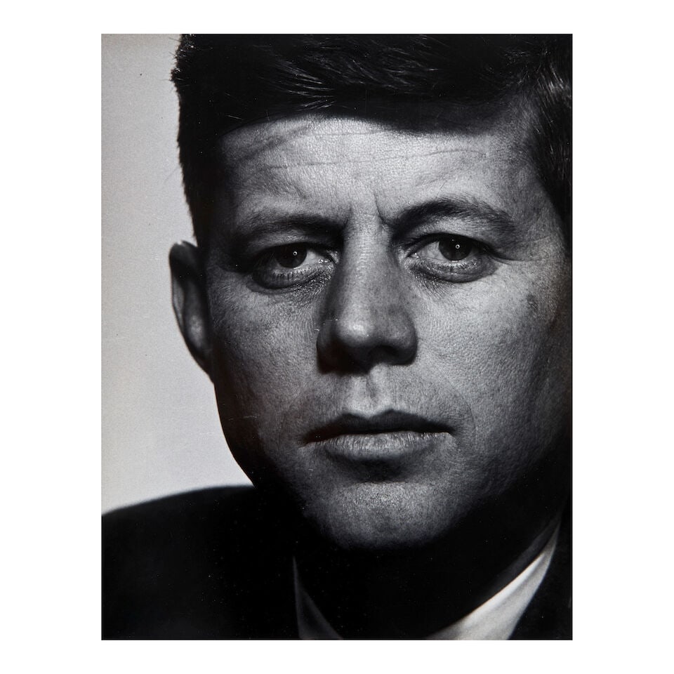 Philippe Halsman (1906-1979); 'J.F.Kennedy' (John F. Kennedy);: Philippe Halsman (1906-1979) 'J.F.Kennedy' (John F. Kennedy), 1952 Gelatin silver print, printed later; titled and dated in pencil and the photographer's copyright / credit stamp on the reverse. 13 7/