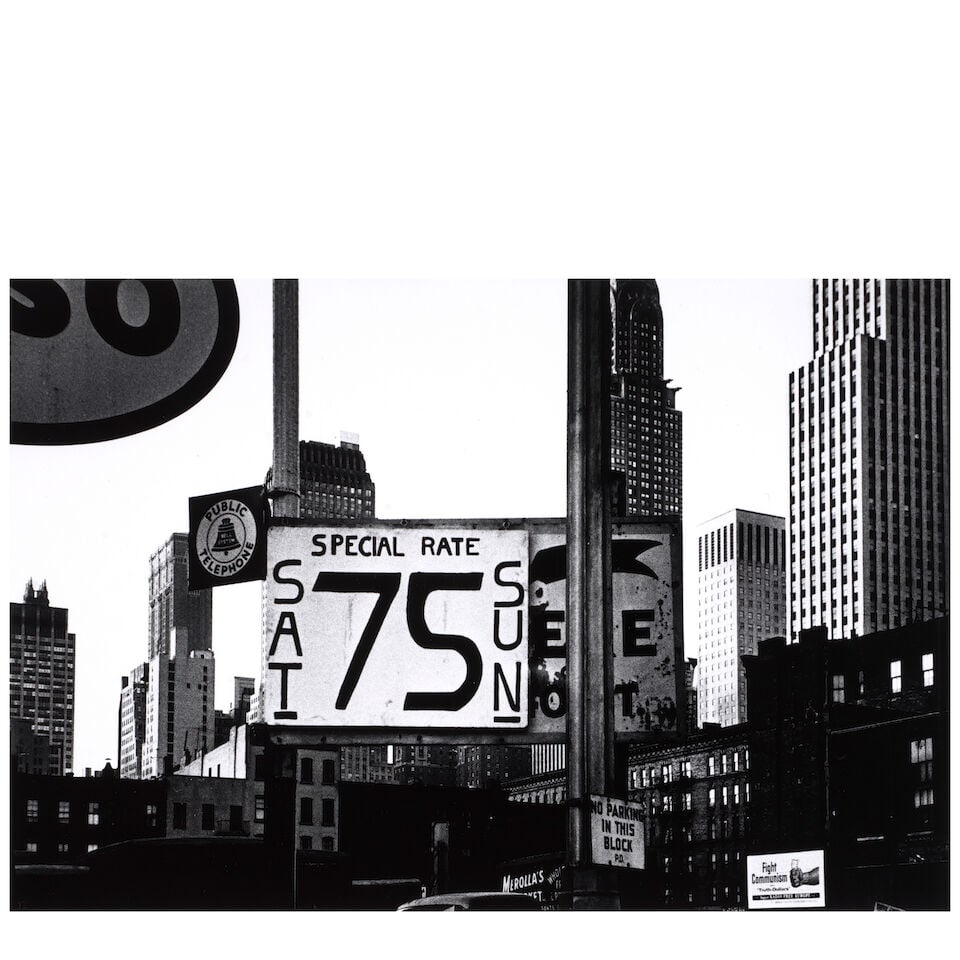 William Klein (1928-2022); First Avenue (from the portfolio 'New York 54/55');: William Klein (1928-2022) First Avenue (from the portfolio 'New York 54/55'), 1955 Gelatin silver print, printed 1978; signed, annotated 'Portfolio NY 1954-55', and editioned 'No. 16' in pencil on the