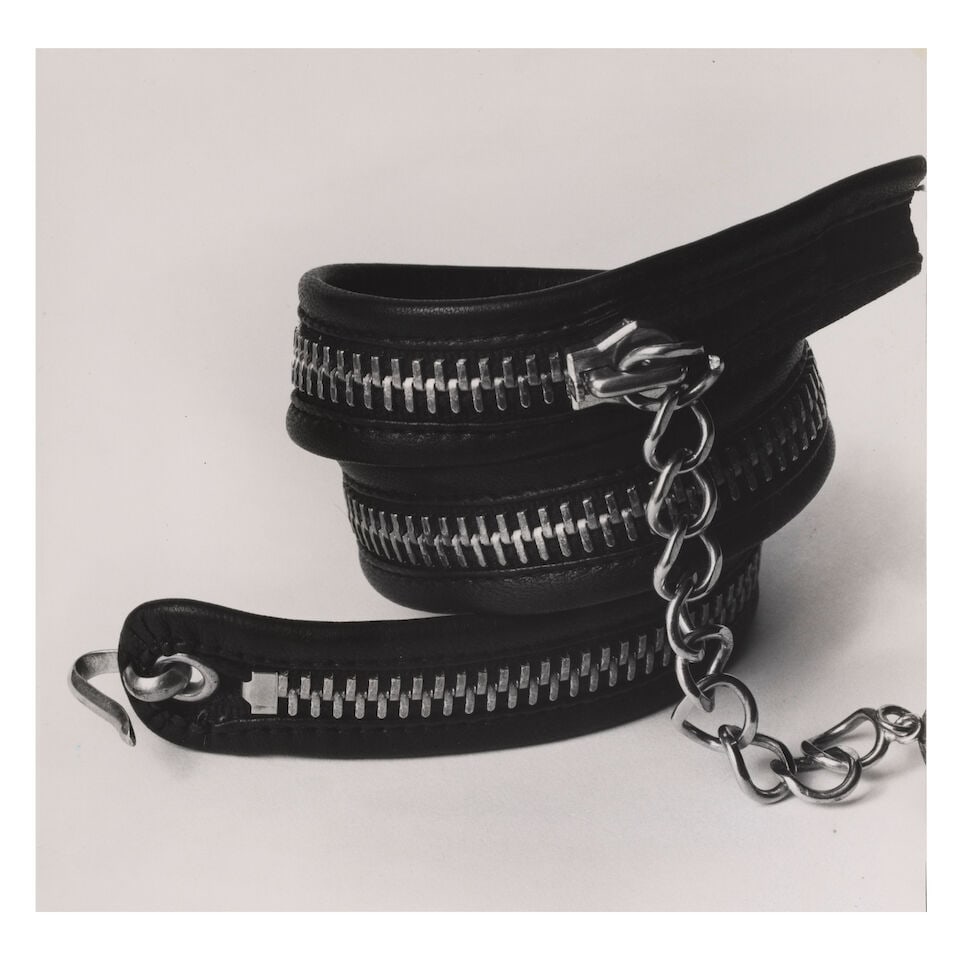 Irving Penn (1917-2009); Chanel Zipper Belt (for 'Vogue');: Irving Penn (1917-2009) Chanel Zipper Belt (for 'Vogue'), 1967 Gelatin silver print; the photographer's credit stamp and a Condé Nast reproduction rights stamp on the verso. 12 7/8 x 13 1/4 in. (
