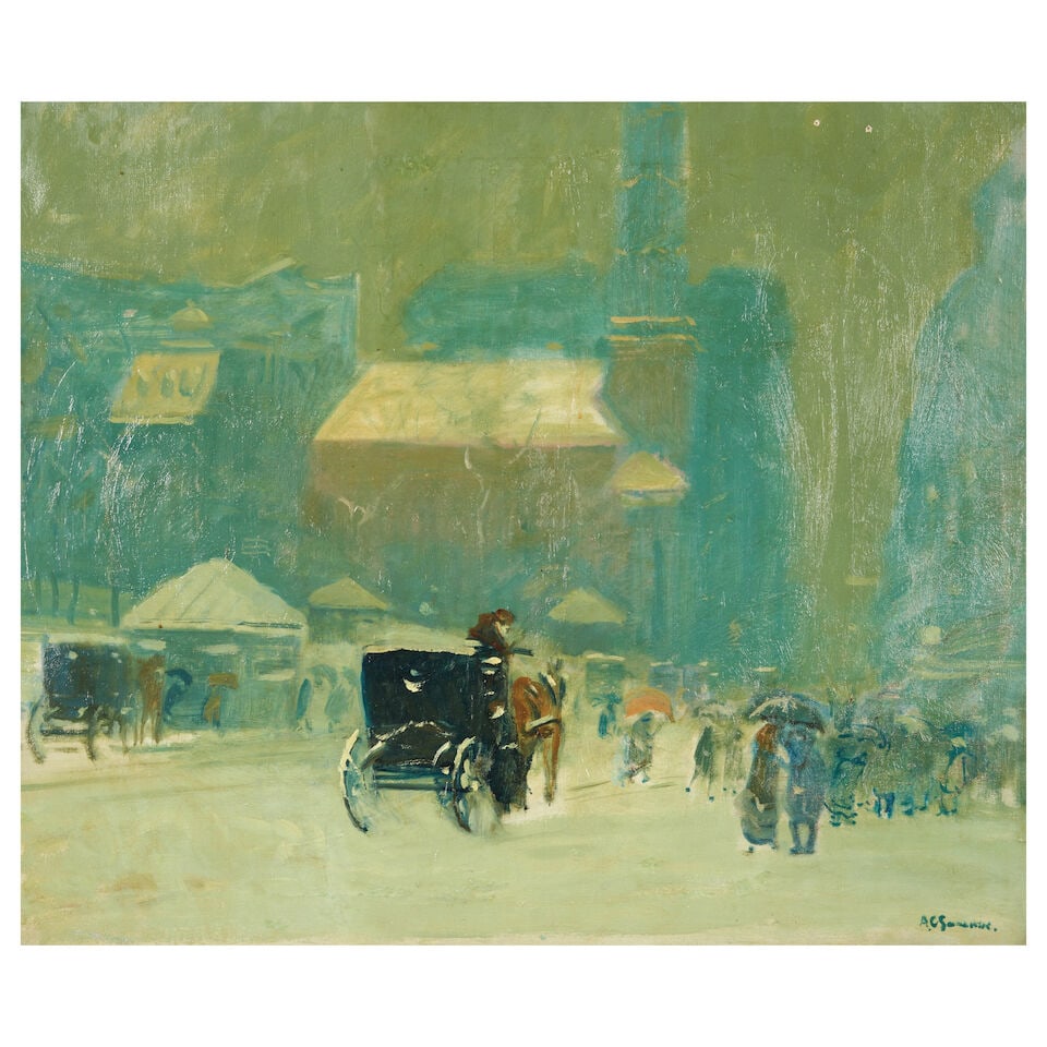 Arthur Clifton Goodwin (1866-1929) Park St. Church, Boston, in Winter 22 x 26 in. (55.9 x 66.0 cm.) (1 of 4)