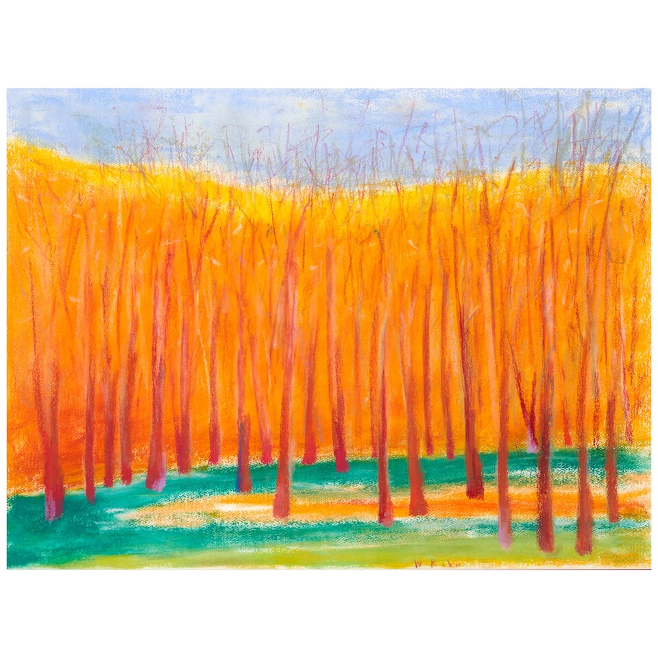 Wolf Kahn (1927-2020) Orange on Orange sheet 22 x 30 in. (55.9 x 76.2 cm.) (Executed in 2014.): Wolf Kahn (1927-2020) Orange on Orange signed 'W Kahn' (lower center) and titled on a handwritten label (affixed to the backing) pastel on paper sheet 22 x 30 in. (55.9 x 76.2 cm.) Executed in 2014. F