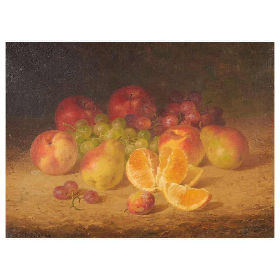 Bryant Chapin (1859-1927) Still Life of Fruit 14 x 19 in. (35.5 x 48.3 cm.) (Painted in 1924.): Bryant Chapin (1859-1927) Still Life of Fruit signed and dated 'BRYANT CHAPIN 1924' (lower left) oil on canvas 14 x 19 in. (35.5 x 48.3 cm.) Painted in 1924. Footnotes: Provenance Questroyal Fine