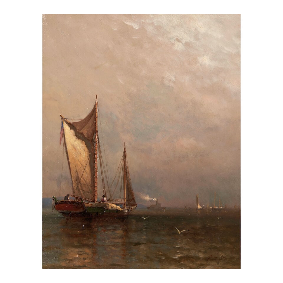 Arthur Quartley (1839-1886) On the Hudson River 14 1/8 x 11 1/8 in. (35.6 x 28.0 cm.) (Painted i... (1 of 4)