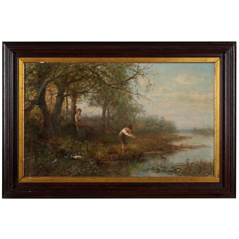 James Crawford Thom (1835-1898) Fishing Scene 18 x 30 in. (45.7 x 76.2 cm.): James Crawford Thom (1835-1898) Fishing Scene signed 'J.C. THOM' (lower right) oil on canvas 18 x 30 in. (45.7 x 76.2 cm.) This lot is subject to the following lot symbols: ¤ ¤ Unless indica
