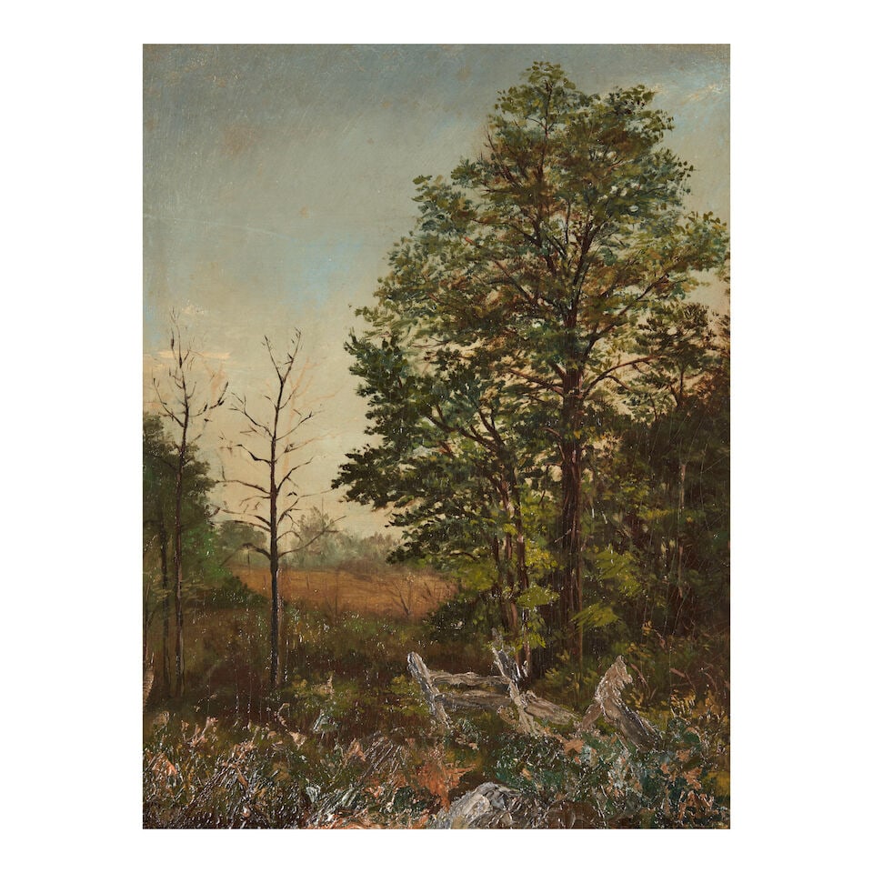 Attributed to Joseph Decker (1853-1924) View Over the Fence 13 5/8 x 10 1/4 in. (34.4 x 26.0 cm.) (1 of 3)