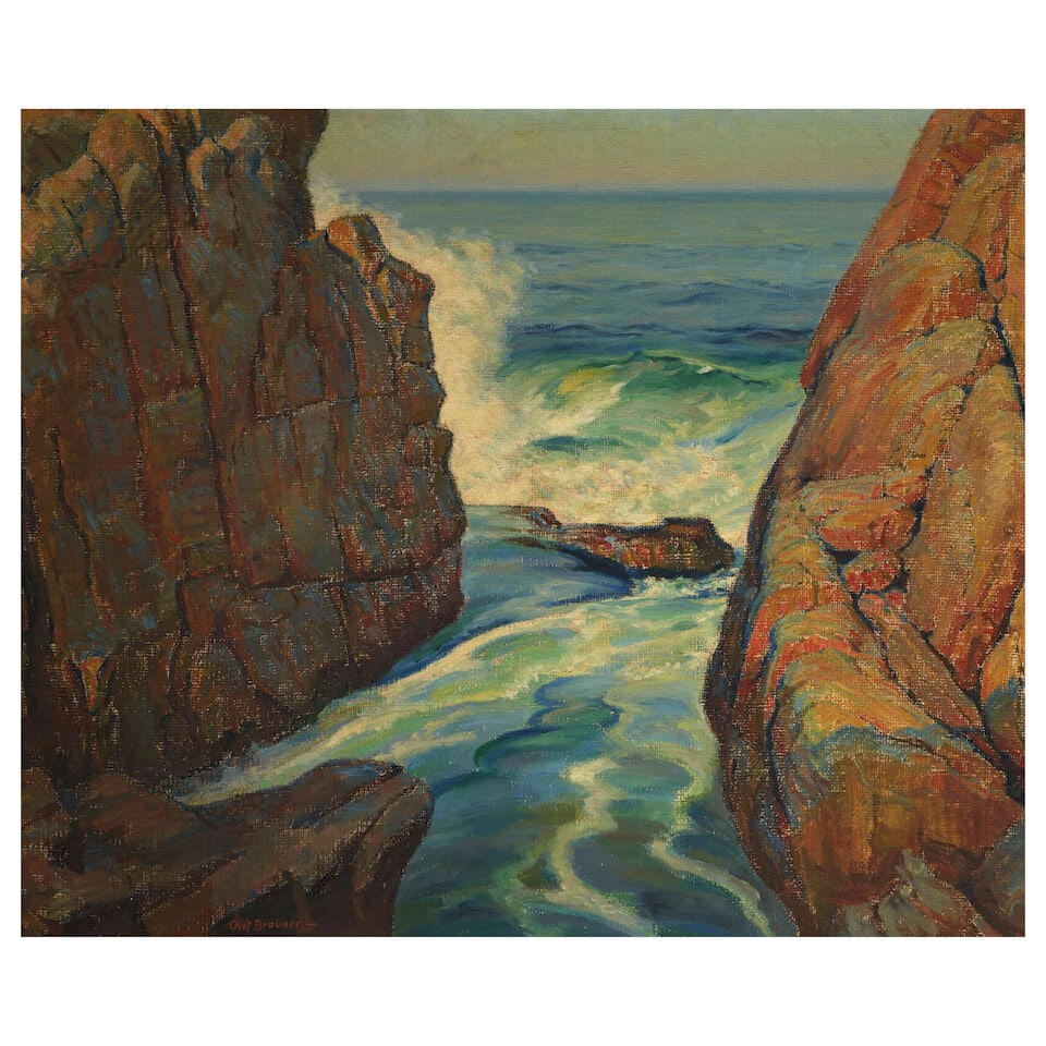 Olaf Martinius Brauner (1869-1947) The Blue Hole 30 x 36 1/4 in. (76.2 x 92.1 cm.): Olaf Martinius Brauner (1869-1947) The Blue Hole signed 'Olaf Brauner-' (lower left) and indistinctly titled (by hand on the stretcher) oil on canvas 30 x 36 1/4 in. (76.2 x 92.1 cm.) For further info