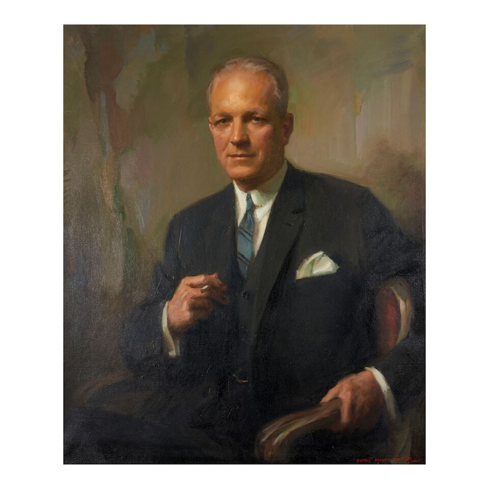 Everett Raymond Kinstler (1926-2019) Seated Portrait of Aubrey Lanston, Former Secretary of the ... (1 of 4)