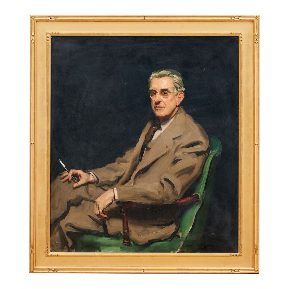 Sidney Edward Dickinson (1890-1980) Portrait of a Henry Hobart Nichols 46 x 40 in. (116.8 x 101....: Sidney Edward Dickinson (1890-1980) Portrait of a Seated Man signed 'Sidney E. Dickinson' (lower right) and dated '1941' (lower right) oil on canvas 46 x 40 in. (116.8 x 101.6 cm.) Painted in 