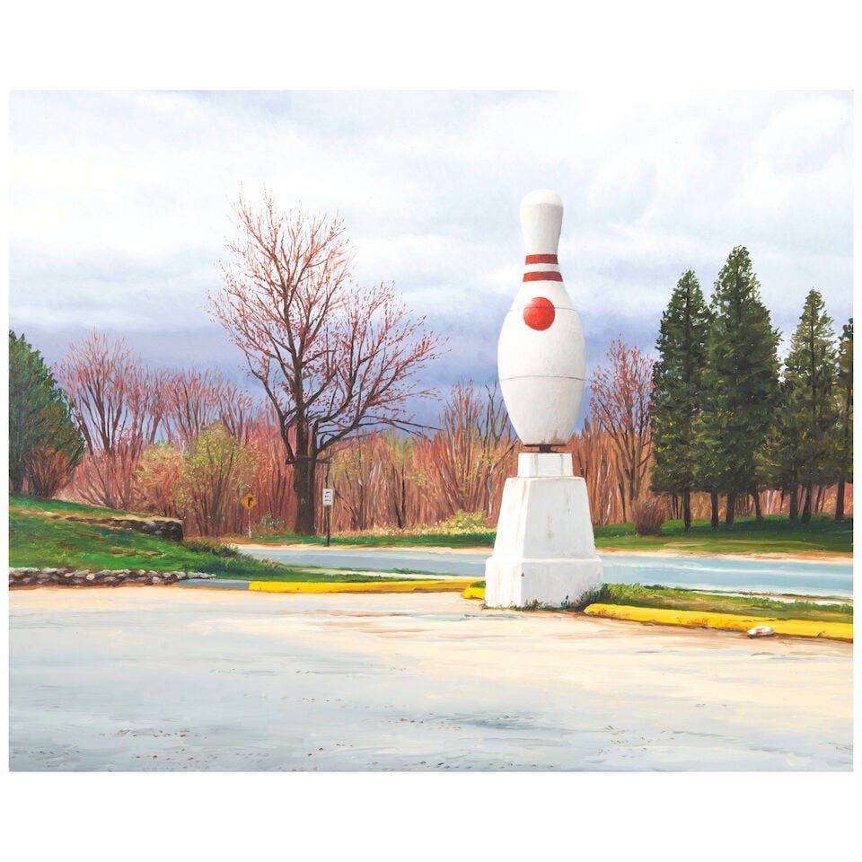 Scott Prior (born 1949) Bowling Alley Parking Lot 8 x 9 3/4 in. (20.3 x 24.8 cm.) (Painted in 19... (1 of 3)