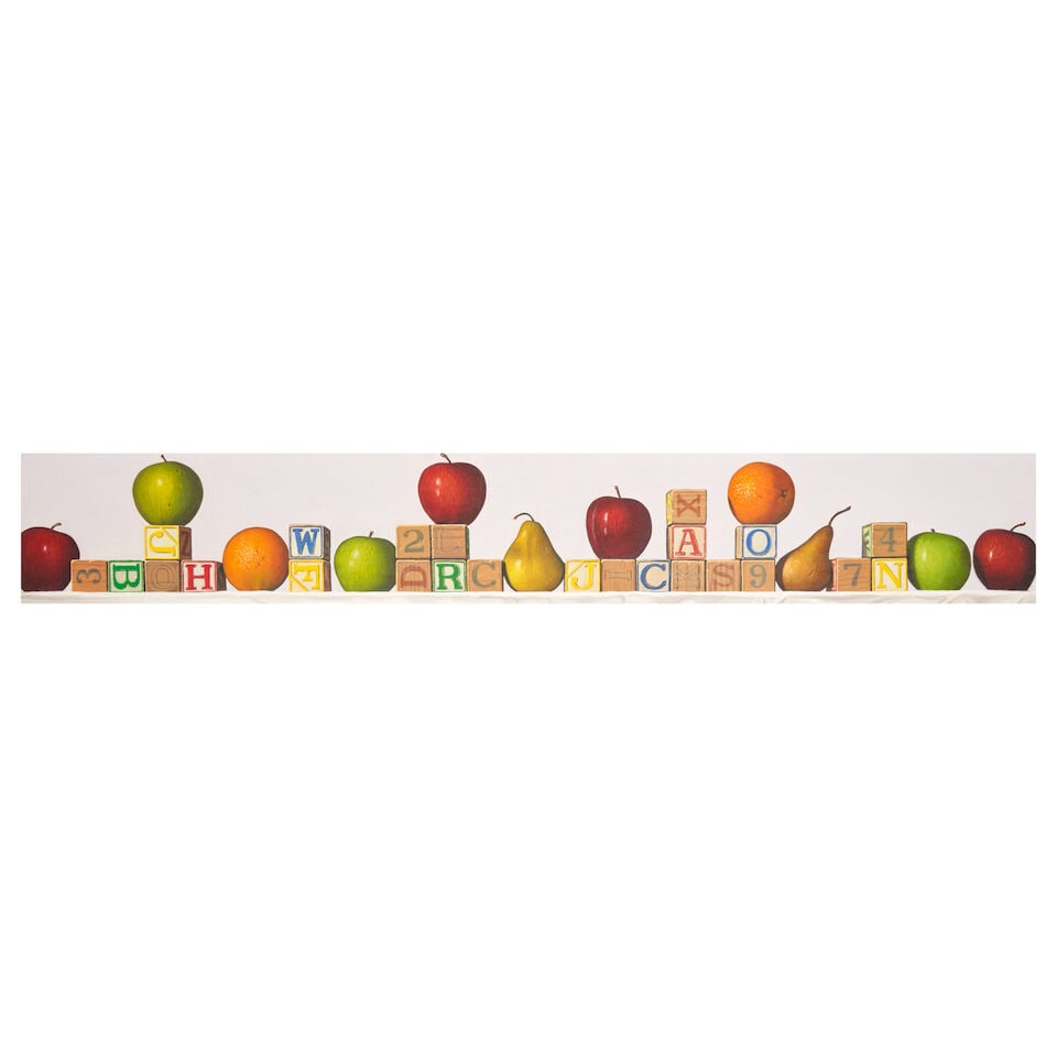 Robert C. Jackson (born 1964) Fruit Playground 8 x 48 in. (20.3 x 121.9 cm.) (Painted in 1997.): Robert C. Jackson (born 1964) Fruit Playground signed and dated 'RC Jackson / 97' (lower left) and titled (on the reverse) oil on board 8 x 48 in. (20.3 x 121.9 cm.) Painted in