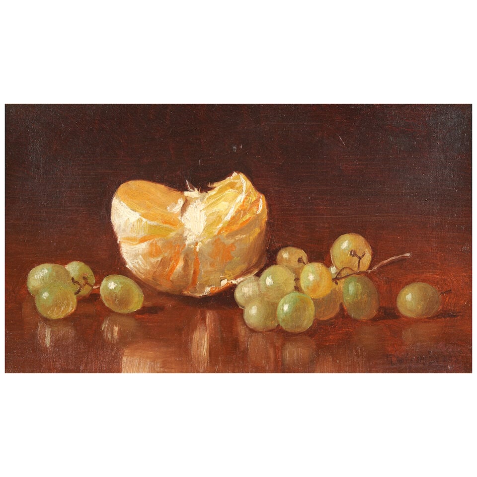 De Scott Evans (1847-1898) Grapes and Orange 6 3/4 x 11 3/4 in. (17.1 x 29.8 cm.) (1 of 4)