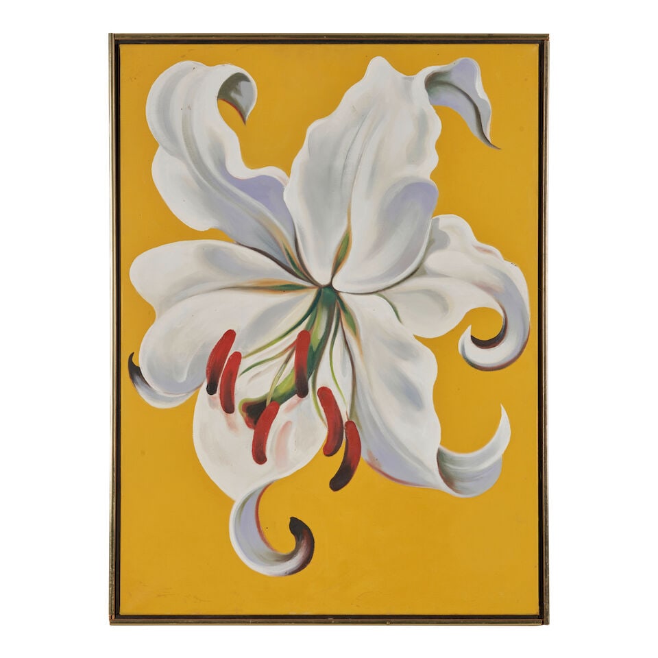 Lowell Nesbitt (1933-1993) White Lily on Gold 30 x 22 in. (76.2 x 55.8 cm.) (Painted in 1989.) (1 of 2)