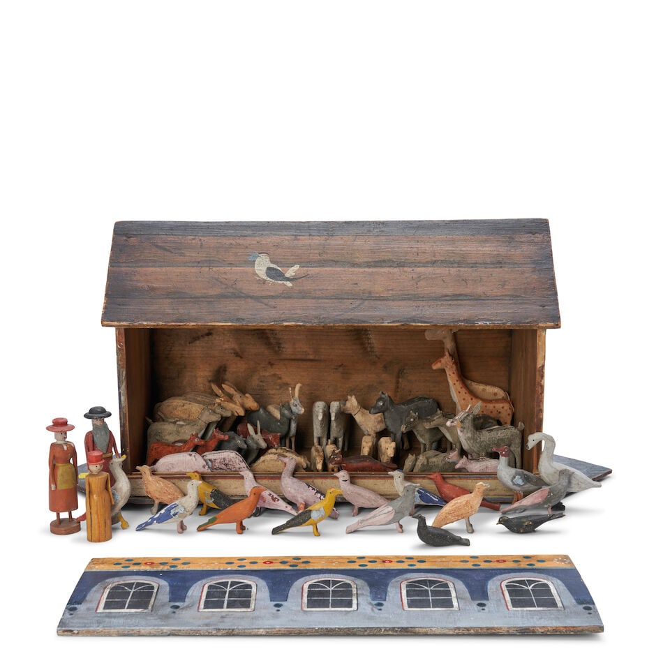 Polychrome Painted Noah's Ark and Animals Germany, 19th century (1 of 2)