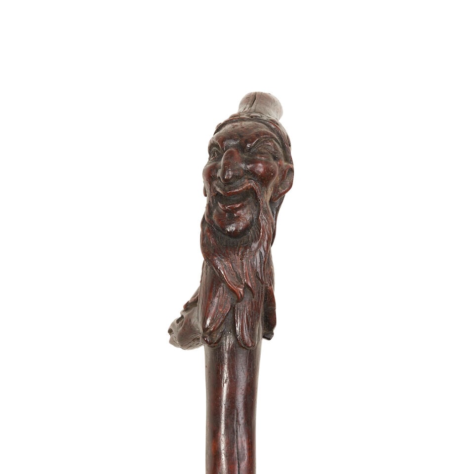 Carved Cane Depicting a Court Jester and Eagle Italy, c. 1675 (1 of 3)