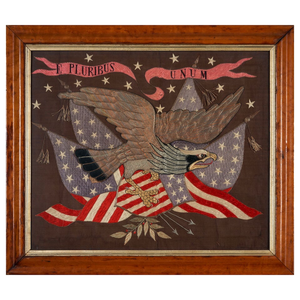 Chinese Export Silk U.S. Eagle Embroidery China, c. 1900 (1 of 3)