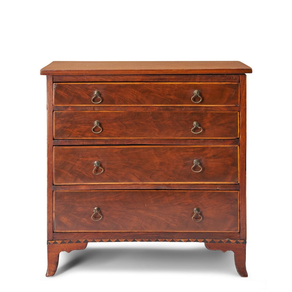 Miniature Federal Inlaid Mahogany Bureau Pennsylvania c. 1790 (1 of 2)