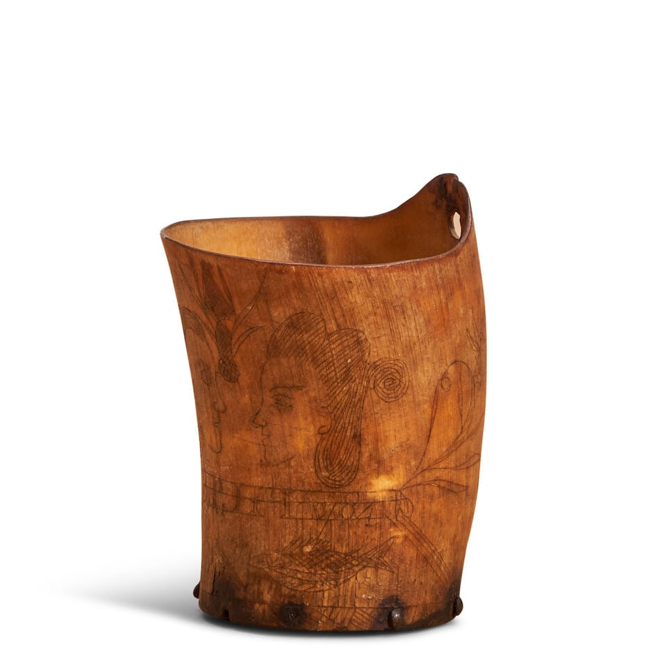 Small Carved Horn Cup United States, 1784 (1 of 2)