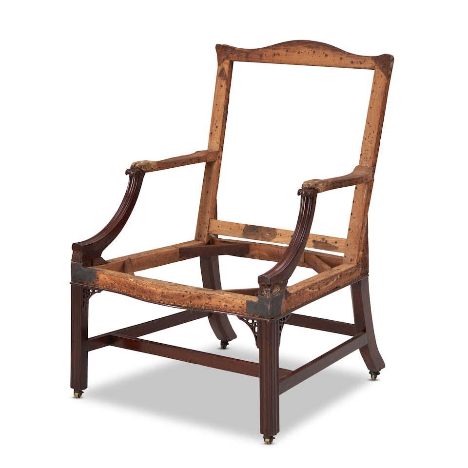 Chippendale Mahogany, Pine, and Hardwood Library Chair England, late 18th century (1 of 2)