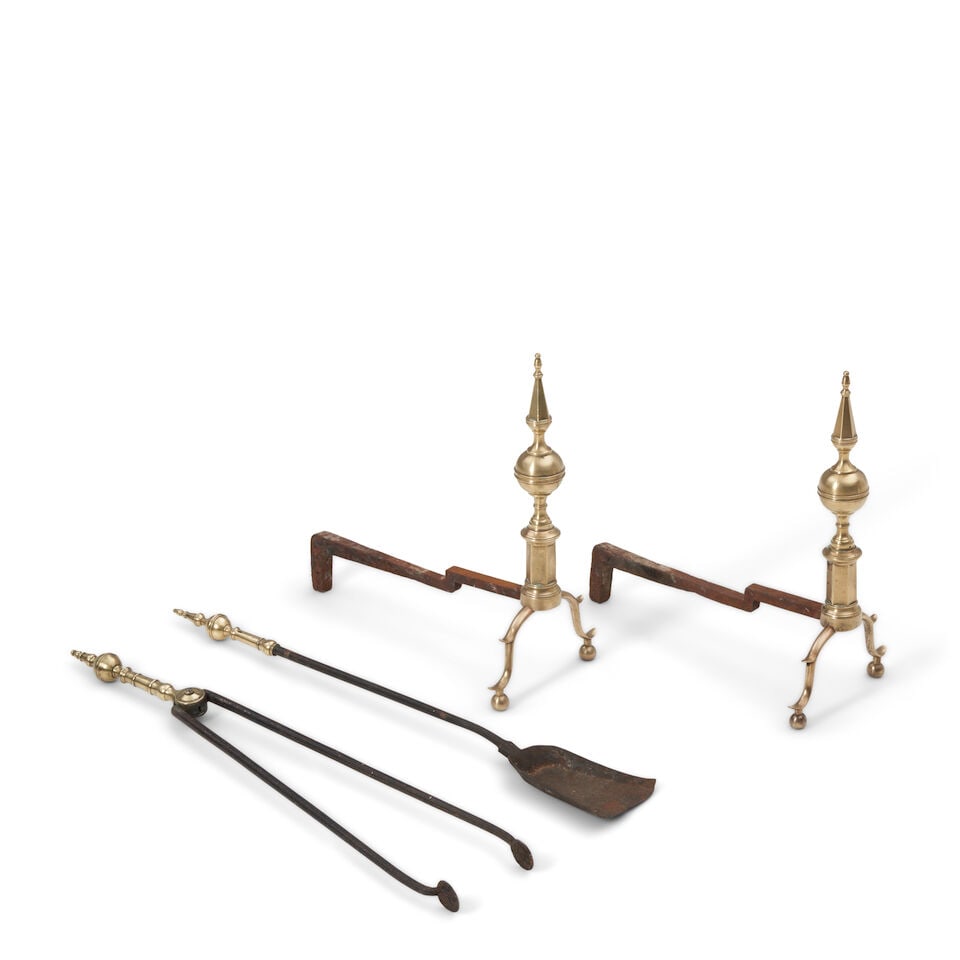 Pair of Small Steeple-top Andirons New York, New York, c. 1805: Pair of Small Steeple-top Andirons New York, New York, c. 1805 each wd. 9 1/2, dp. 18, ht. 19 in. For further information on this lot please visit Bonhams.com For further information about this lot p