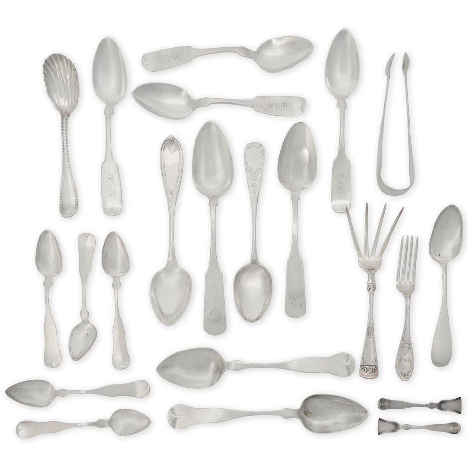 Twenty-two Pieces of Silver Flatware New England, 19th century (1 of 1)