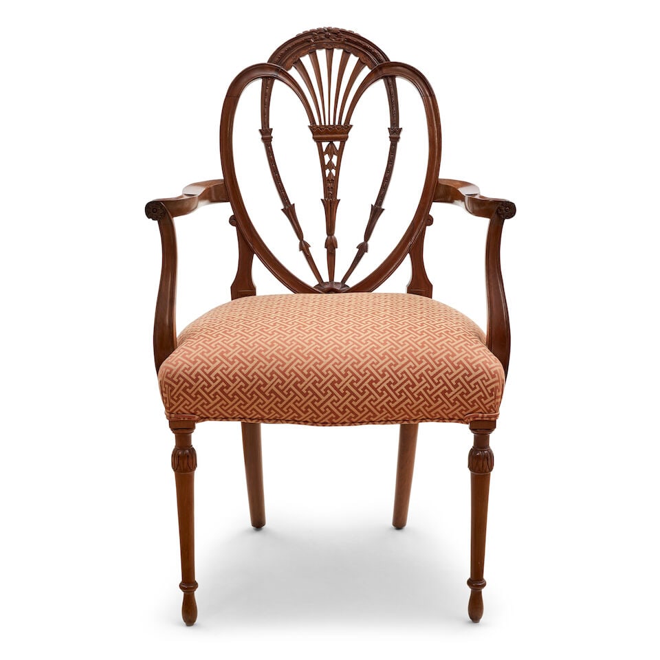 Federal Upholstered Mahogany Shield-back Armchair attributed to Jacob Forster (1764-1838), Cha... (1 of 2)