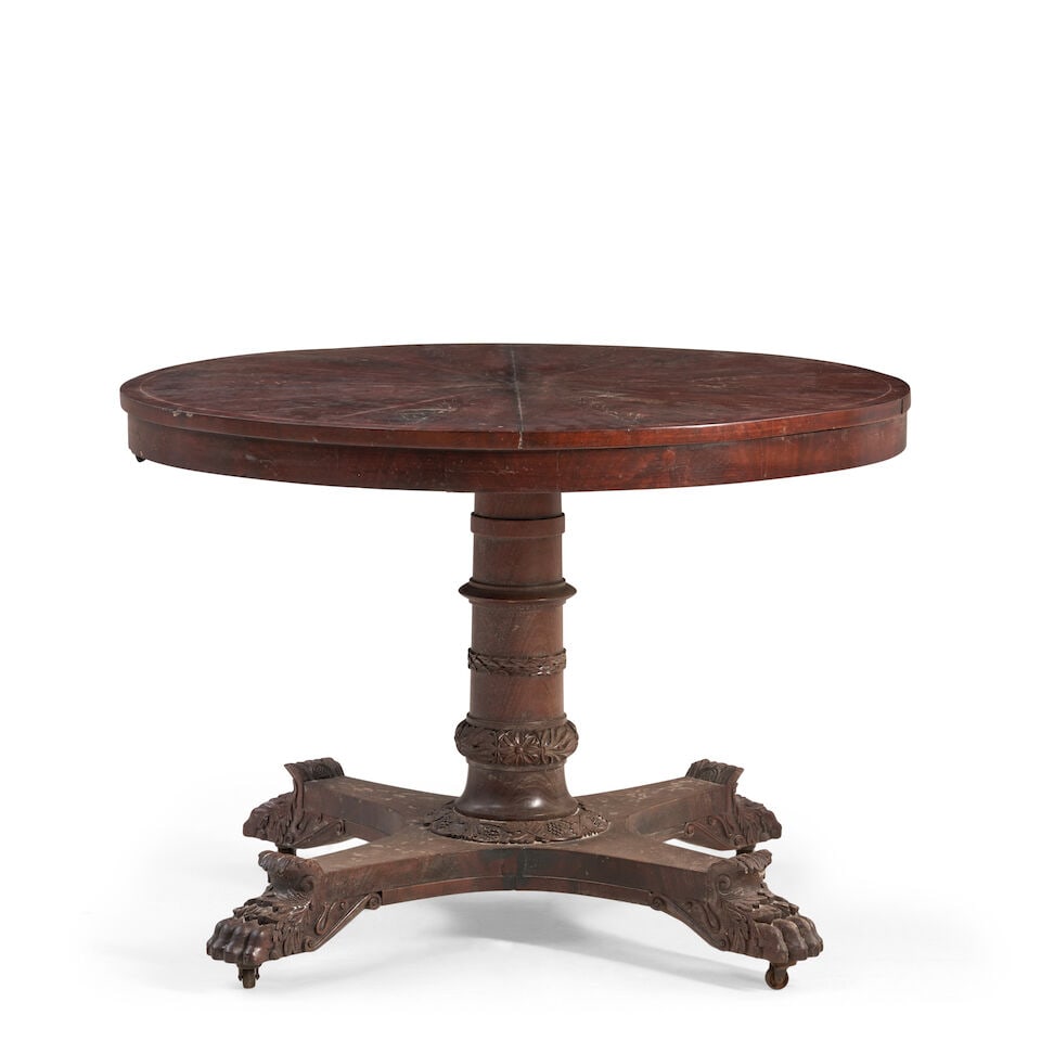 Late Classical Carved Mahogany and Mahogany Veneer Center Table Manner of Joseph Barry, Philadel... (1 of 4)