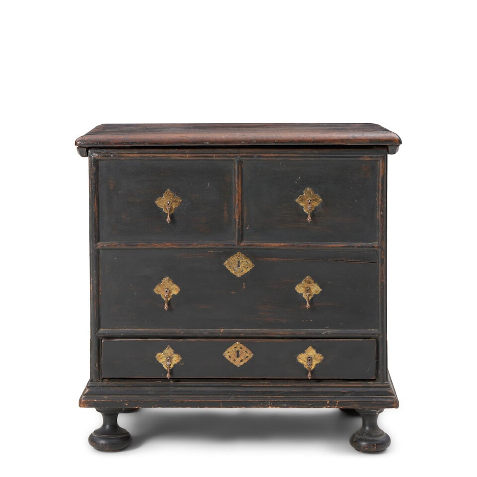 Small William and Mary Painted Chest over Drawer probably Connecticut, early 18th century (1 of 7)