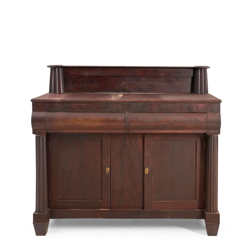 Small Late Classical Carved Mahogany and Mahogany Veneer Sideboard New York, New York, c. 1830 (1 of 2)