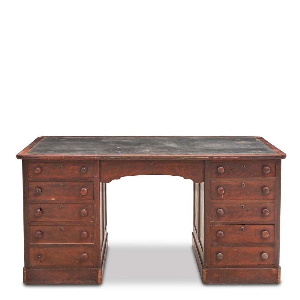 Late Classical Mahogany Banker's Desk signed Stephen Smith, Boston, Massachusetts, c. 1840 (1 of 2)