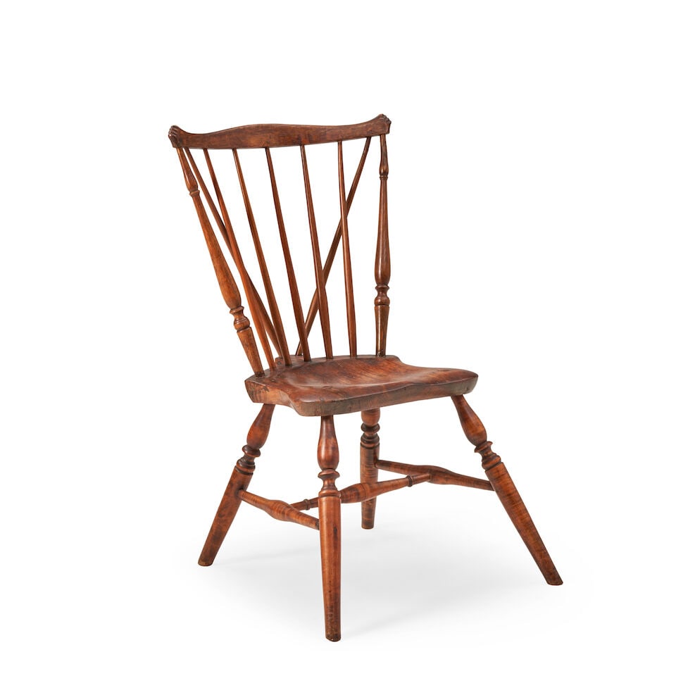Colonial Oak and Maple Fan-back Windsor Chair Connecticut, dated 1777 (1 of 3)
