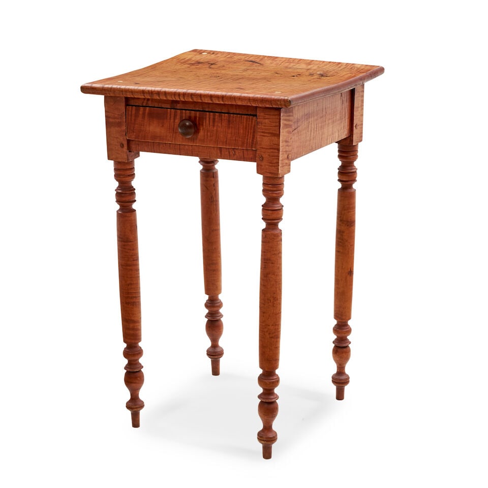 Federal Stained Tiger Maple, Pine, and Poplar One-drawer Stand United States, c. 1830 - 2